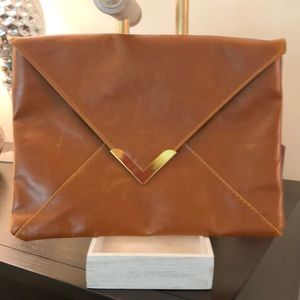 NORDSTROM VINTAGE LEATHER SQUARE CARMEL CLUTCH